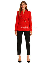 Royal Fashion Inspired Red Textured Tweed Blazer with Gold Buttons OZ Stock - $2,392.79 MXN