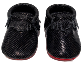 Freshly Picked Infant Moccasins Shoes Limited Edition Size 1 Shimmer Black Red - £28.56 GBP