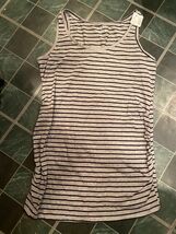 Motherhood Maternity Gray Striped Medium Tank Top Rouched Side *NEW w/Ta... - $12.99