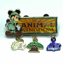 Walt Disney world Pin trading badge pinback Mickey Mouse Animal Kingdom dangle  - $29.65