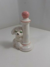 Vintage Satis - 5 Figurine white puppy with light pole vg  - $4.95