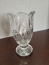 Waterford Crystal 7&quot; Scalloped Footed Vase Vintage Maker&#39;s Mark Etched Bottom - £36.44 GBP