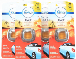 (4) Febreze Car Vent Clip Hawaiian Aloha Air Freshener Up To 30 Days 0.0... - £15.81 GBP