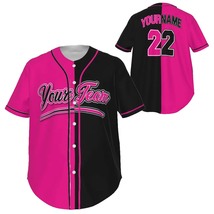 Fully Custom Black and Pink Baseball Softball Team Design Baseball Jersey BS-12 - $29.99+