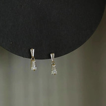 9k Gold Crystal Bell Stud Zirconia Earrings Handmade - £62.31 GBP