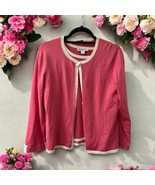 Pendleton Short Sleeve Top &amp; Cardigan Sweater Set Women&#39;s Size M Pink Wh... - $51.45 CAD
