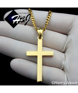 18&quot;-36&quot;Stainless Steel 3mm Gold Cuban Curb Chain Necklace Plain Cross Pe... - $26.02 CAD+