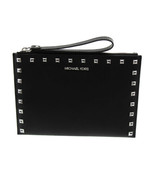 Michael Kors XL Zip Clutch Smooth Leather Signature Logo Checker Wristle... - $97.02