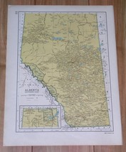 1944 Original Vintage Wwii Map Alberta Edmonton Ft. Mcmurray Manitoba Canada - £21.87 GBP