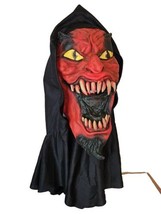 Y2K Halloween Paper Magic Group Red Devil Mask Demon Monster Ghoul Latex Hooded - £22.23 GBP