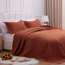 Quilt Set Full/Queen Size, Rust Chain Pattern Bedspread-90X96, Soft Lightweight  - £53.46 GBP