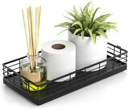 Toilet Paper Basket, 13 Inch Bathroom Basket Oak and Iron Toilet Tank Tray Toile - £16.57 GBP