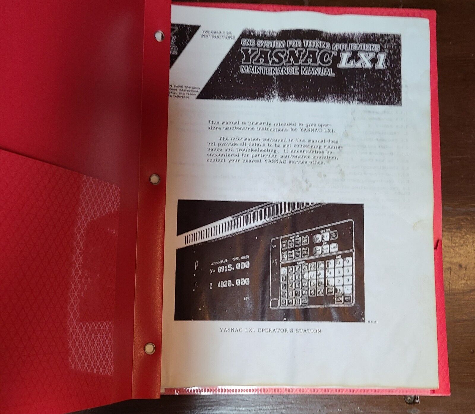 YASNAC LX1 MAINTENANCE MANUAL - $19.80
