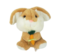 Vintage 1990 Fordlet Brown Bunny Rabbit Holding Carrot Stuffed Animal Plush Toy - £29.13 GBP