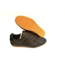 Lacoste men shoes chaymon 116 1 spm leather dark brown black size 7.5 new - £102.59 GBP