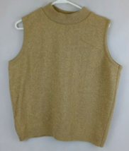 Vintage Willow Ridge Women&#39;s Metallic Gold Sweater Vest Size Large - £15.49 GBP