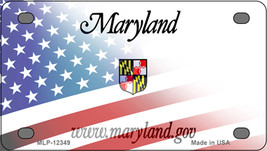 Maryland with American Flag Novelty Mini Metal License Plate Tag - £11.76 GBP