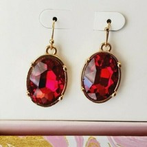 R.H. Macy &amp; Co. Boxed Earrings French Wire Dangle Gemstones Ruby Red #3 - £14.29 GBP