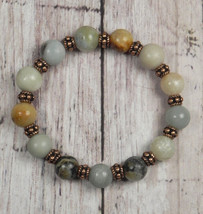 Amazonite Copper Spacer Multicolored Stretch Bracelet Handmade 7&quot; - $15.83
