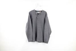 Vtg LL Bean Mens Large Faded Thermal Waffle Knit Long Sleeve Henley Shirt Gray - £39.52 GBP