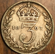 1907 UK GB GREAT BRITAIN SILVER THREEPENCE COIN - £5.57 GBP