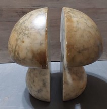 Vintage 1960&#39;s Made In Italy Genuine Alabaster Marble Mushroom Bookend&#39;s 8&#39;&#39; - £91.69 GBP