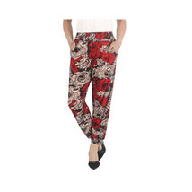 BOHO Floral Pants Relaxed Fit side pockets Womens Casual Pants Colorful ... - $11.65
