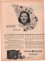 1940&#39;s Kate Smith hour general electric radios print ad fc2 - $7.59