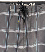 Hurley Board Shorts Mens Size 40 Swim Trunks Plaid Gray Striped Black Sw... - $38.45 CAD