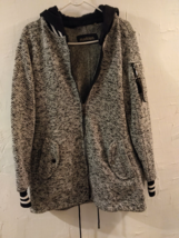 Madden NYC Tweed Jacket With Removable Hood Grey White Black Wm&#39;s  Med Thick - £20.59 GBP
