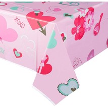 3X Valentine&#39;S Day Pink Tablecloth Plastic Disposible Party Table Cover 54X108&quot; - £16.69 GBP