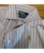 Polo Ralph Lauren L Westerton Classic Fit Purple Striped Dress Shirt Gre... - $433.56 MXN