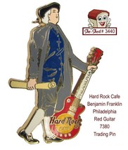 Hard Rock Cafe Benjamin Franklin Red Guitar 7380 Trading Pin - $12.95