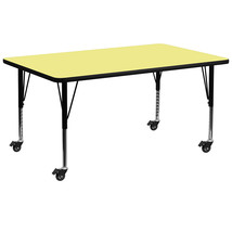 30x72 Yellow Activity Table XU-A3072-REC-YEL-T-P-CAS-GG - $260.95