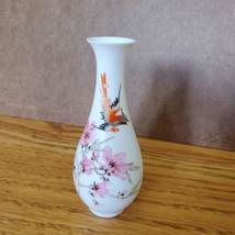 Eggshell Porcelain Bud Vase, 4", Chinese Japanese, Bone China, Flowers and Bird