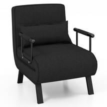 Folding 6 Position Convertible Sleeper Bed Armchair Lounge Couch w/ Pillow Black - £249.34 GBP
