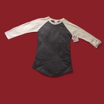 LuLaRoe Shirt Womens XS White Gray Randy Baseball Raglan Tee Casual NEW Scoop - £11.02 GBP