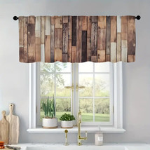 Wooden Planks Boards Farmhouse Cabin Lodge Window Valance, Rustic 54&quot;x18... - £12.28 GBP