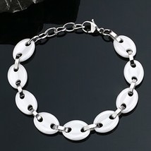 Luxury Round Hand Chain Bracelets for Women Black White Color Ceramic Bangle & B - £25.86 GBP