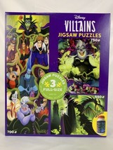 Disney Villians Jigsaw Puzzle 3 Pack with Glue Ursula Maleficent Jafar H... - $46.44