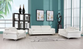 Three Piece Indoor White Italian Leather Six Person Seating Set - $6,443.14