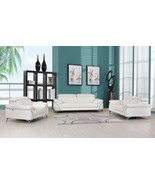 Three Piece Indoor White Italian Leather Six Person Seating Set - $120,007.80 MXN