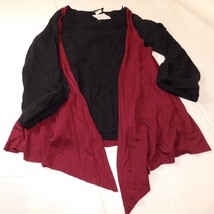 Brittany Black womens long sleeve Blouse Top Shirt S small black burgandy NWT - £14.06 GBP