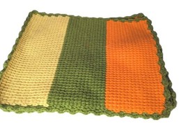 VTG Crocheted Knit Placemats Set Of 4 MCM Retro Boho Avocado Green Orange Lemon - £27.16 GBP