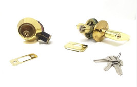Mobile Home Lever Entry Lock and Deadbolt Set, Brass - £35.26 GBP