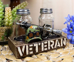 Veteran Military Fallen Soldier Rifle Helmet Salt Pepper Shakers Holder ... - $23.99