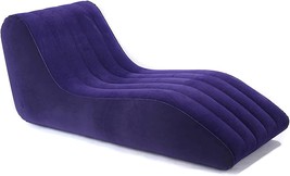 Ziko Portable Leisure Lounger S-Shaped Flocking Lazy Couch For Indoor, Blue. - £40.32 GBP