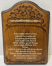 Rare Vintage Granmothers Creed Wooden Plaque Wall Hanging 10 x 7 inches Brown - £32.22 GBP