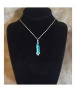 Vintage Silver &amp; Labradorite Elongated Teardrop Pendant 18&quot; Necklace - $39.26 CAD