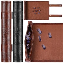 Dice Mat Tray Rolling Mat With Zipper Pu Leather Folding Scroll Dice Bag... - $33.99